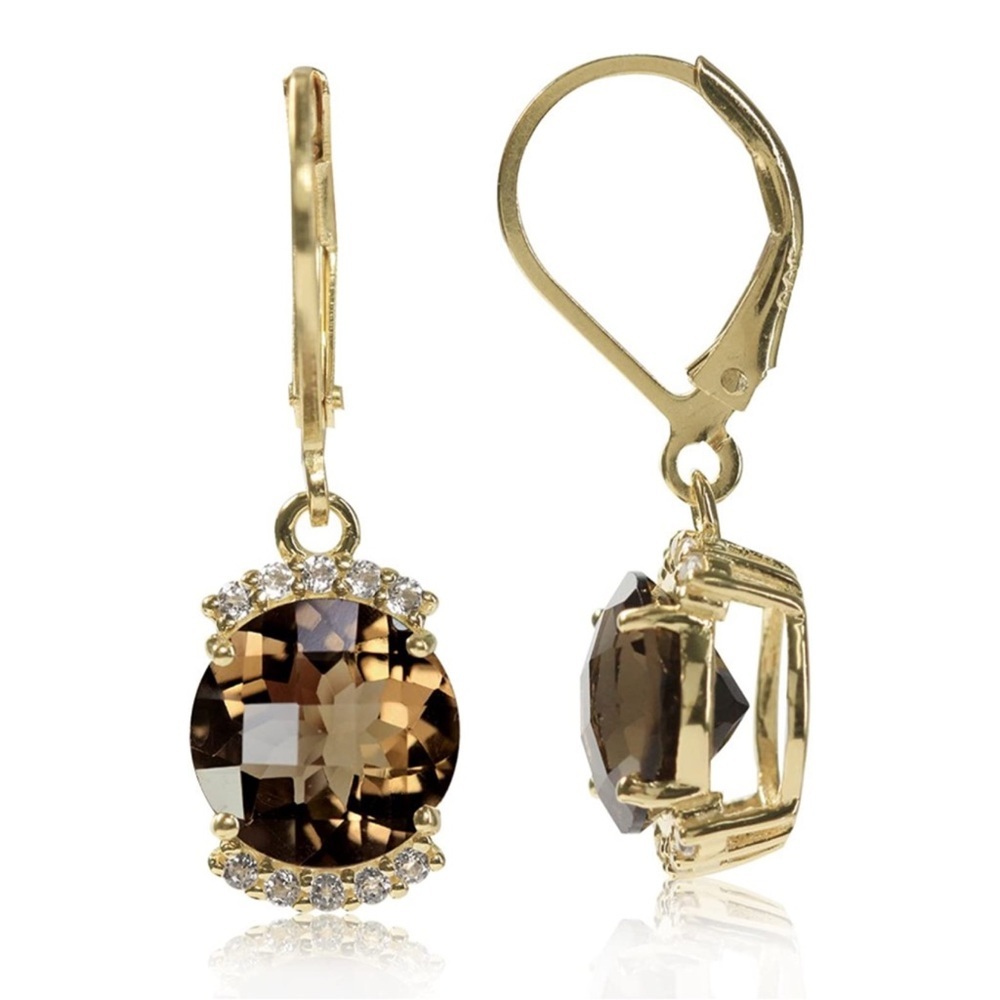 14k Brown Quartz Earrings